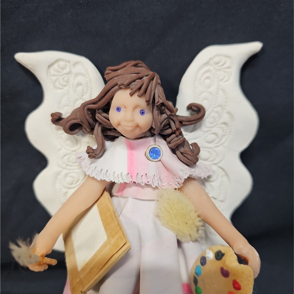 Carol Nicholson Angel Wall Plaque 8" Holding Paint Supplies